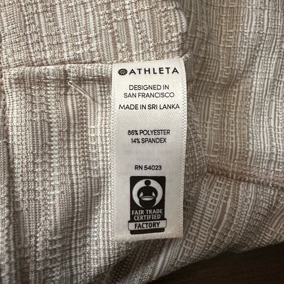 Athleta tan & white stripes textured leggings size M - Picture 6 of 10
